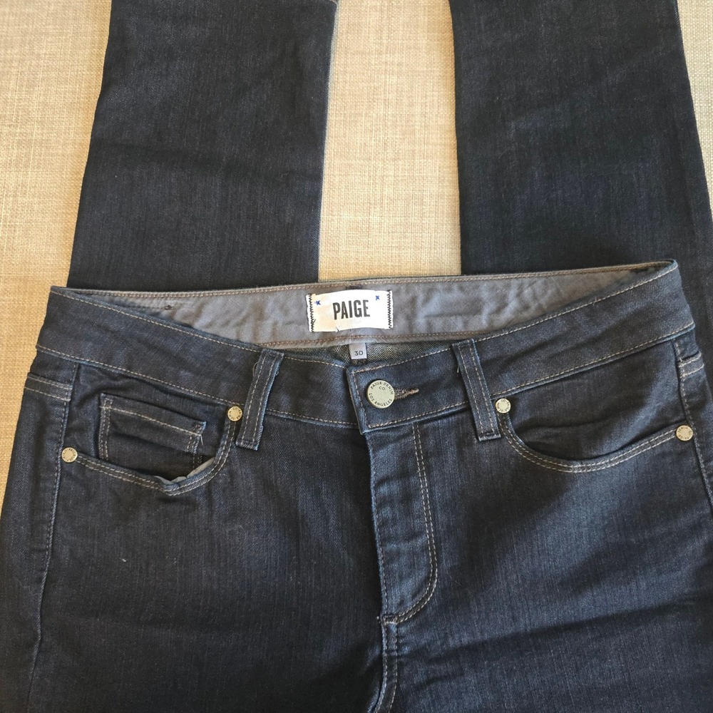 Paige Skyline Skinny Jeans Womens 30 Dark Indigo Blue Denim Mid Rise Stretch